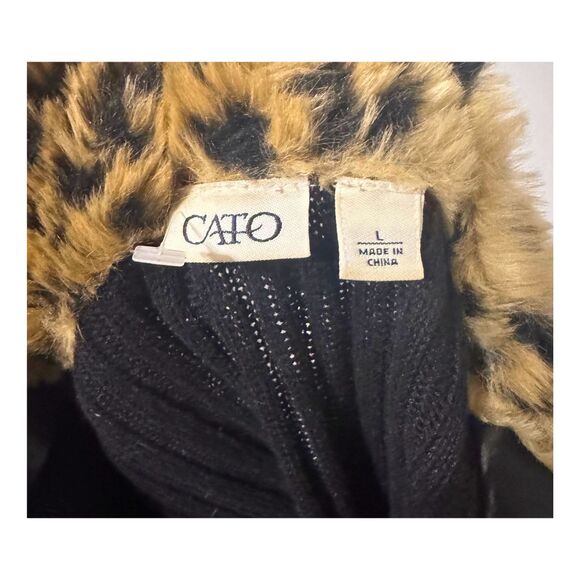 Vintage Y2K Brown & Black Leopard Print Size L Indie Glam Punk Faux Fur Jacket - Picture 5 of 7